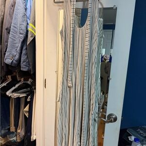 Latched Mama Blue and White Striped Romper